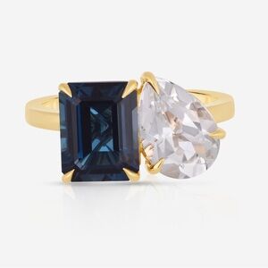 Ring Concierge - Toi et Moi Gemstone Ring in London Blue Topaz and White Topaz